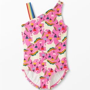 NWT Hanna Andersson Swimsuit, 1 piece Asym, Size 85‎ (US 2), Rainbow Unicorn